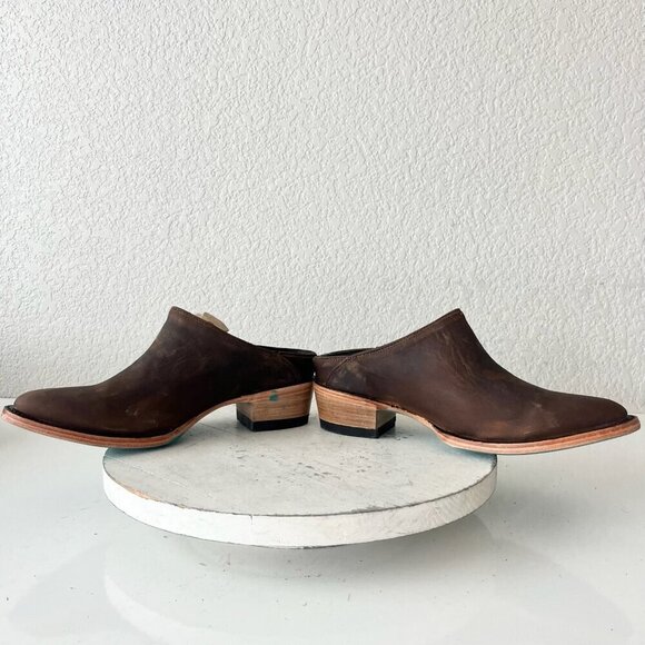 Lane Plain Jane Mule Womens 7.5 Brown Leather Cowboy Boots Short Western Cowgirl - Picture 7 of 13